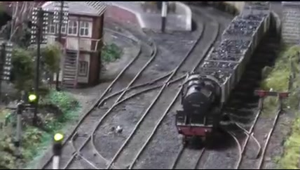 Coal train passing the signal box